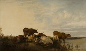 Landskap med storfe i myrlandet